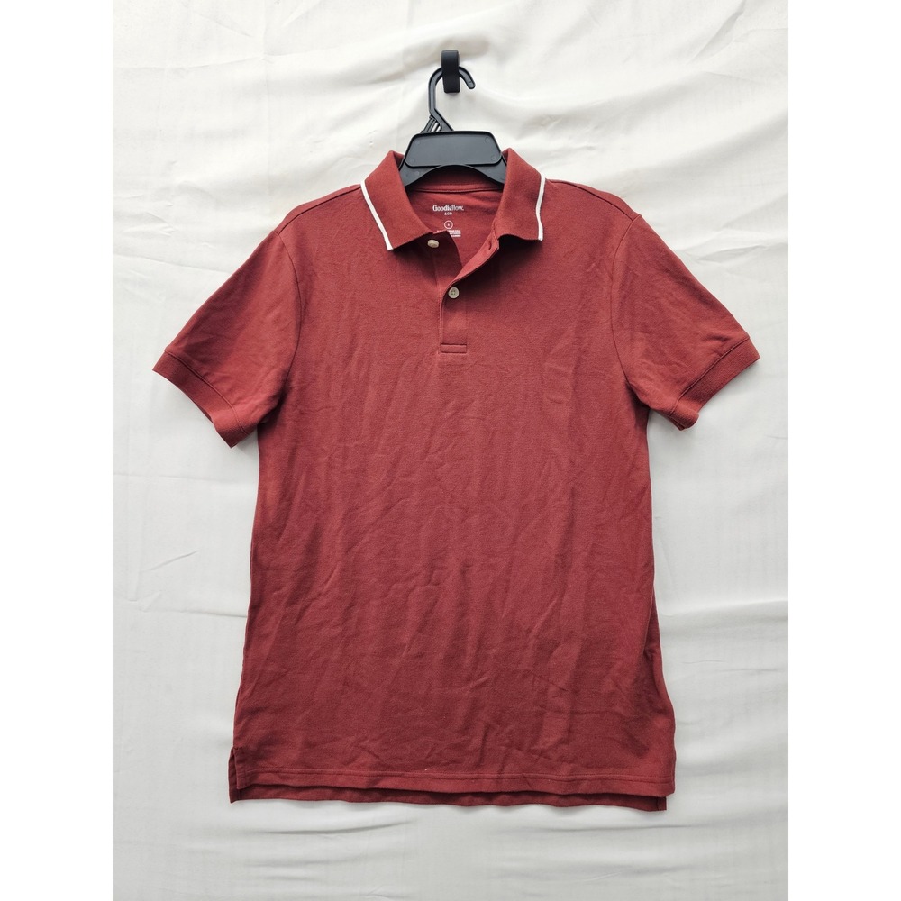 Goodfellow & Co Mens Standard Every Wear Polo Red Poly Blend Casual Size Small